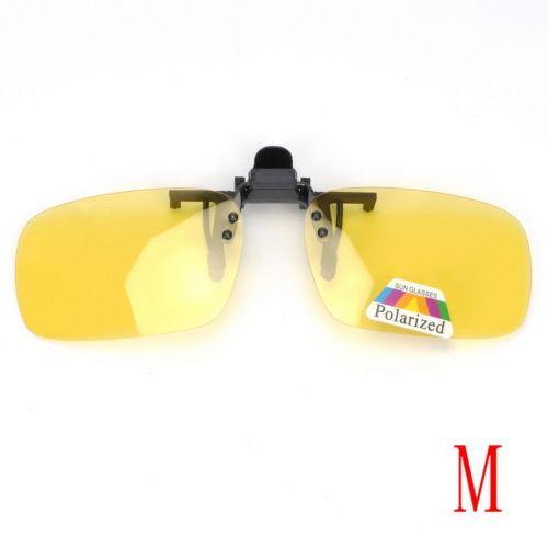 Night View Clip-on Spectacle Lens Yellow Anti-glare Sunglasses Driving Fishing - MRSLM