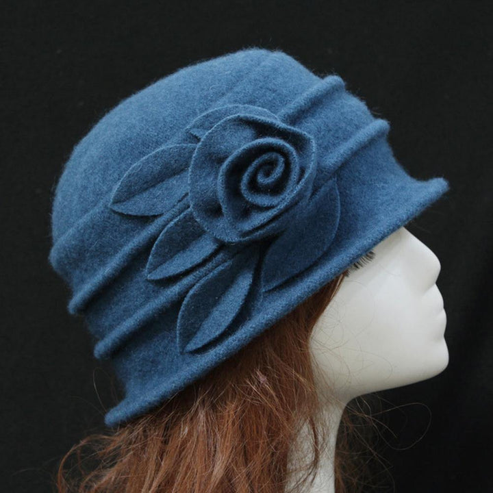 Fashion Women Wool Church Cloche Flapper Hat Lady Bucket Winter Flower Cap - MRSLM