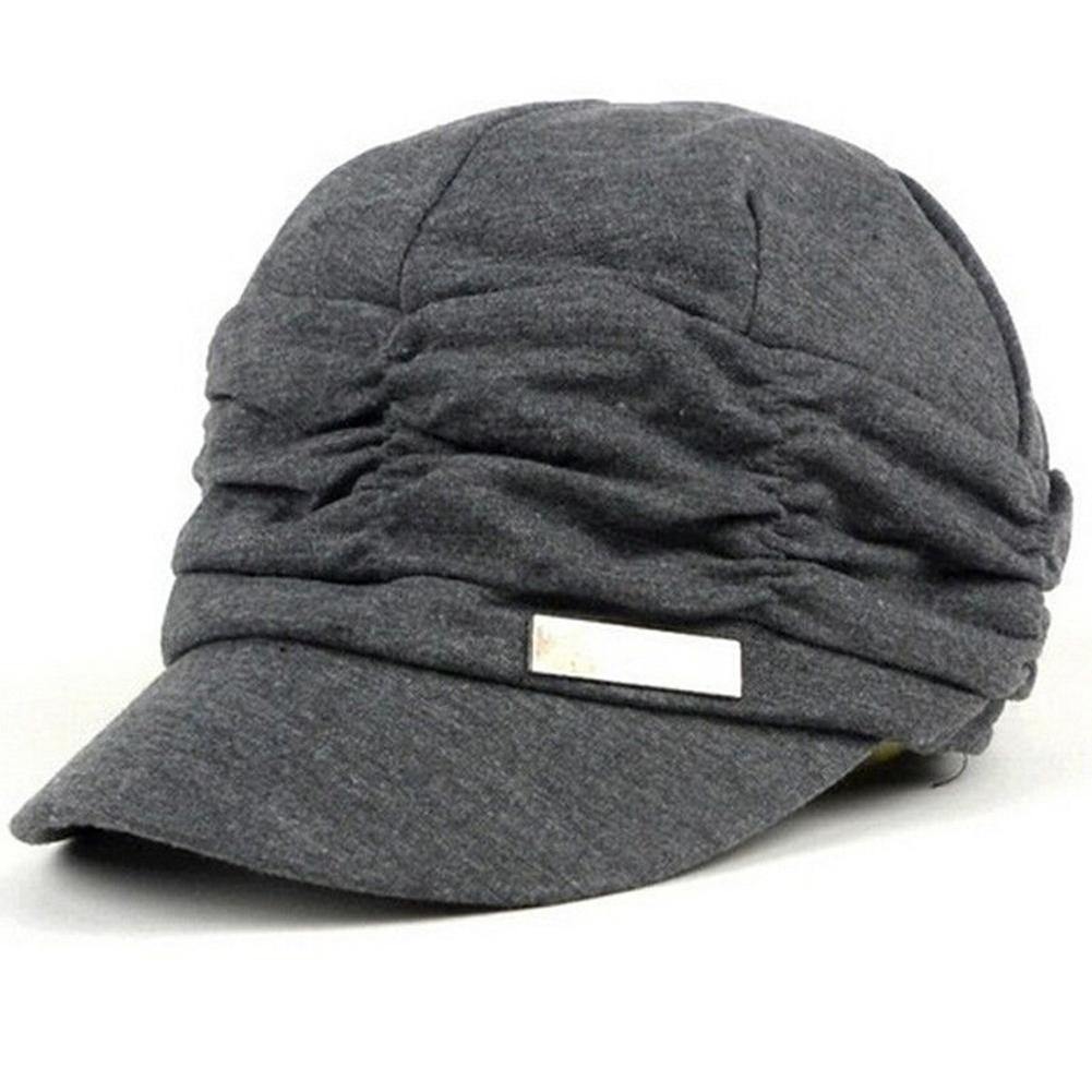 Women Fashion Pleated Peaked Cap Hat Casual Knitted Outdoor Sports Travel Sunhat - MRSLM