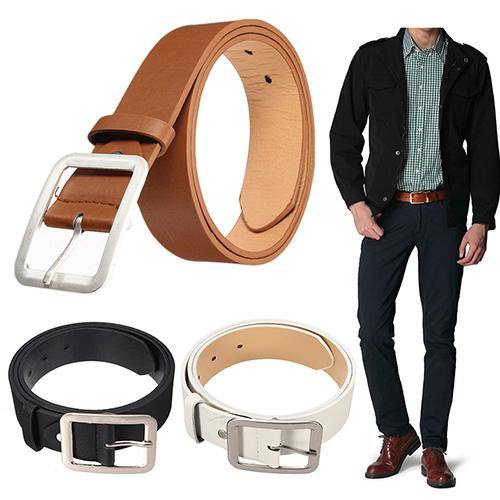 Men's Stylish Casual Waistband PU Leather Pin Buckle Waist Strap Business Belt - MRSLM