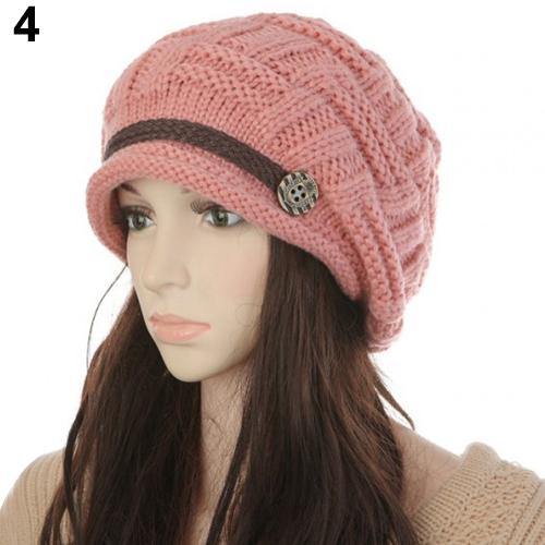 Women's Fashion Braided Autumn Winter Warm Baggy Beanie Knit Crochet Ski Hat Cap - MRSLM