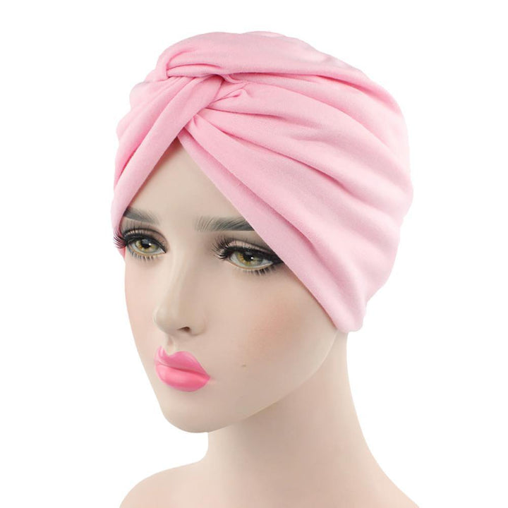 Solid Color Pleated Women Cancer Chemo Hat Beanie Turban Head Scarf Wrap Cap - MRSLM