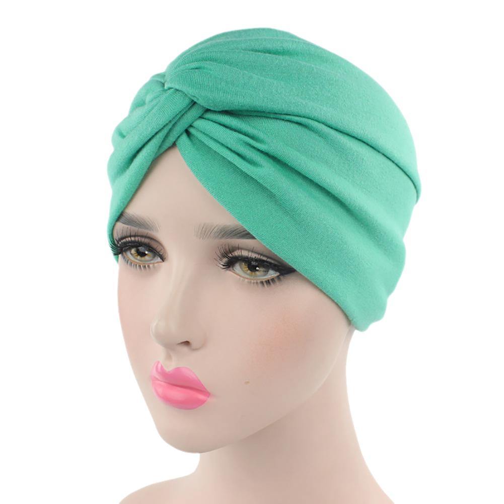 Solid Color Pleated Women Cancer Chemo Hat Beanie Turban Head Scarf Wrap Cap - MRSLM