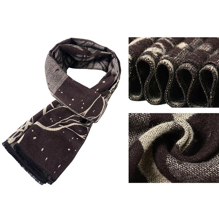 Classic Men Accessories Scarf Winter Warm Soft Shawl Wrap Tree Pattern Scarves - MRSLM