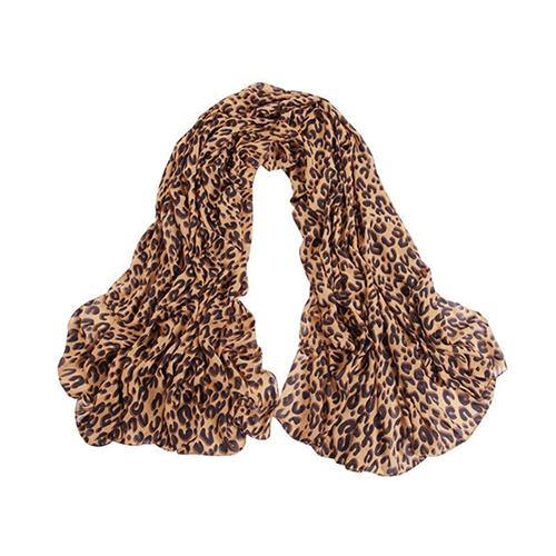 Women Fashion Long Leopard Shawl Scarf Wrap Lady Chiffon Wrap Stole Gift - MRSLM