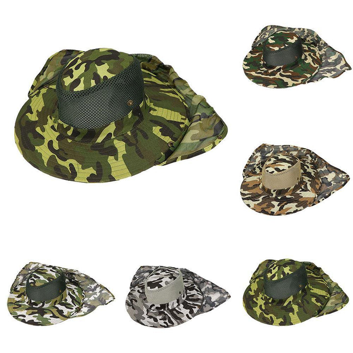 Fishing Hiking Outdoor Face Sun Protection Neck Cover Wide Brim Flap Cap Hat - MRSLM