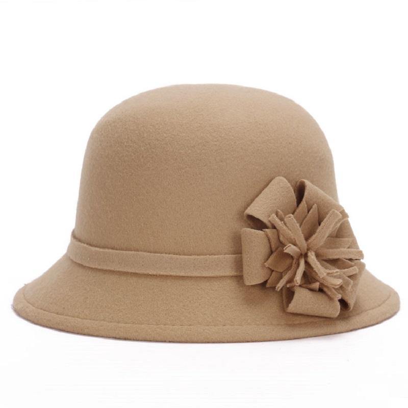 Ladies Felt Bowler Hats Floral Artificial Wool Fedoras Hats for Women Winter royal princess Caps Bonnet LQJ01094 - MRSLM