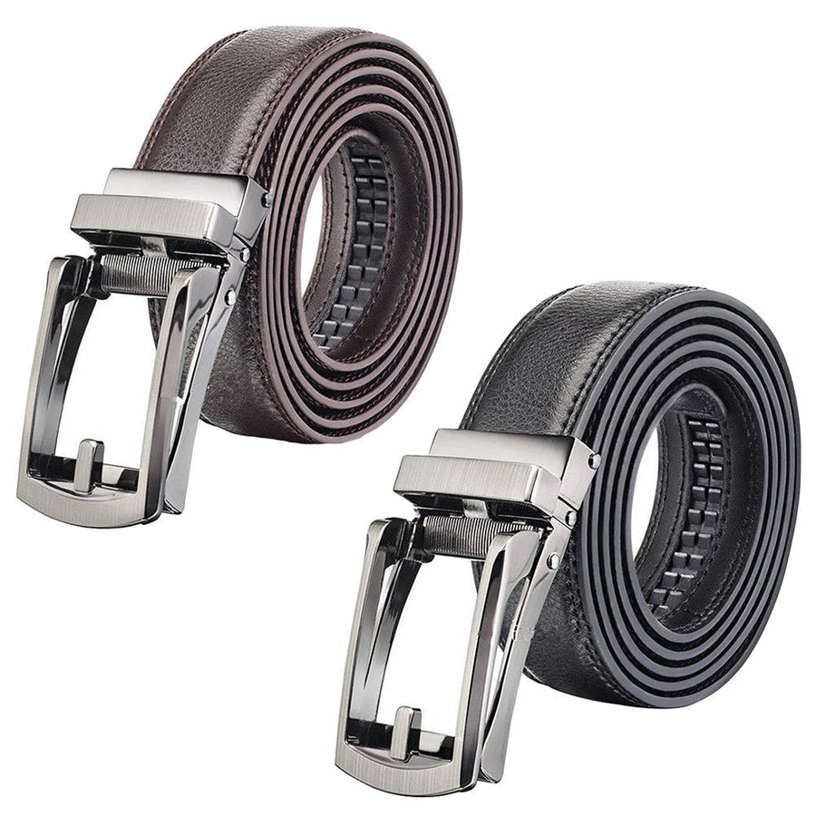 Men's Fashion Automatic Buckle Sided Faux Leather Waistband Business Belt - MRSLM