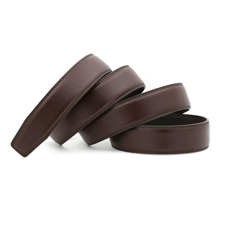 Business Men's Soft Faux Leather Belt No Buckle Wide Band Replacement Waistbelt - MRSLM