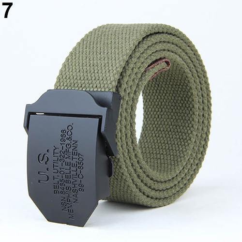 Men Fashion Outdoor Casual Solid Color Buckle Soliders Military Waist Belt - MRSLM