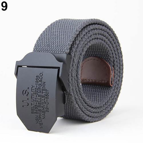 Men Fashion Outdoor Casual Solid Color Buckle Soliders Military Waist Belt - MRSLM