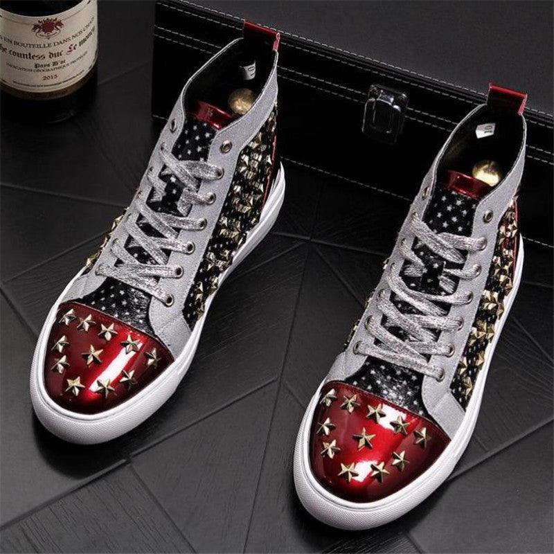 High-top punk studded casual shoes, view 3 - MRSLM
