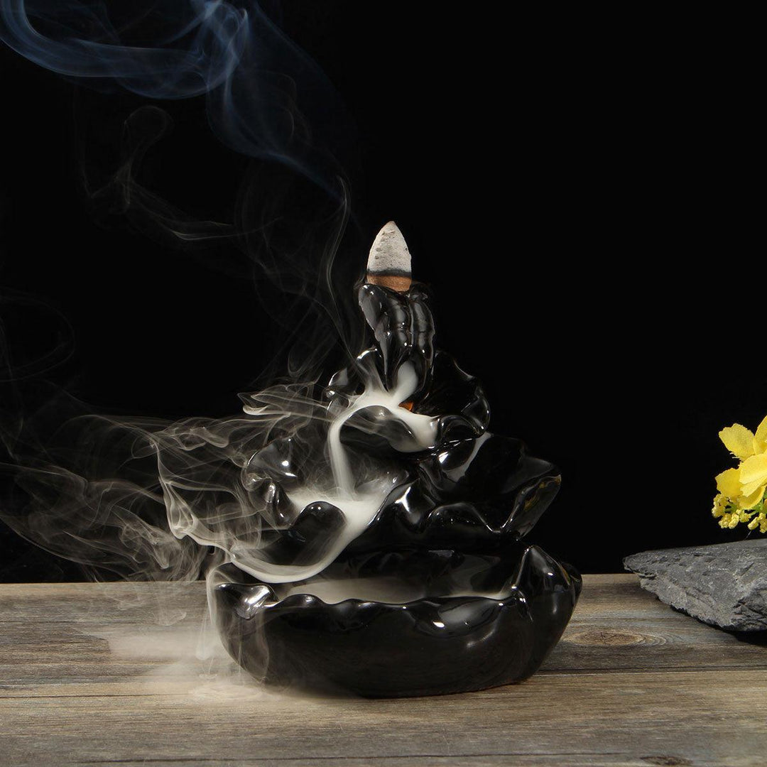 Ceramic Backflow Incense Cone Burner Feng Shui Censer Holder Water Stream Home Fragrant Furnace - MRSLM