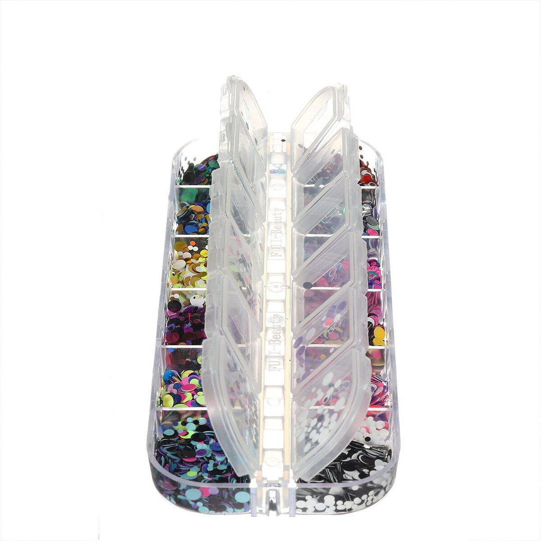 12 Grids Nail Art Sequins Glitter Flakes Holographics Decoration Flake Mirror - MRSLM
