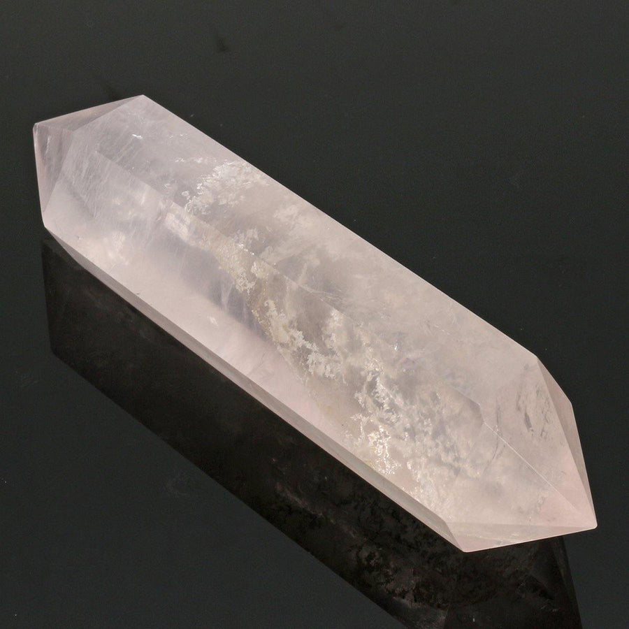 100% Natural Pink Rose Crystal Quartz Stone Point Double Terminated Wand Healing Desktop Decorations - MRSLM