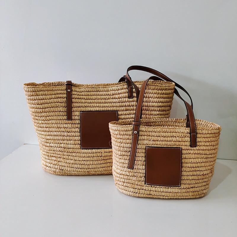 Hand-knitted Straw Woven Bag For Women's Fashion Bucket Beach - MRSLM