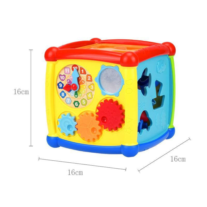 CMontessori Early Education Educational Toy Baby Toy Geometry Shape Pairing Blocks Toys Music Gear Clock Learn basic life skills (Color) - MRSLM