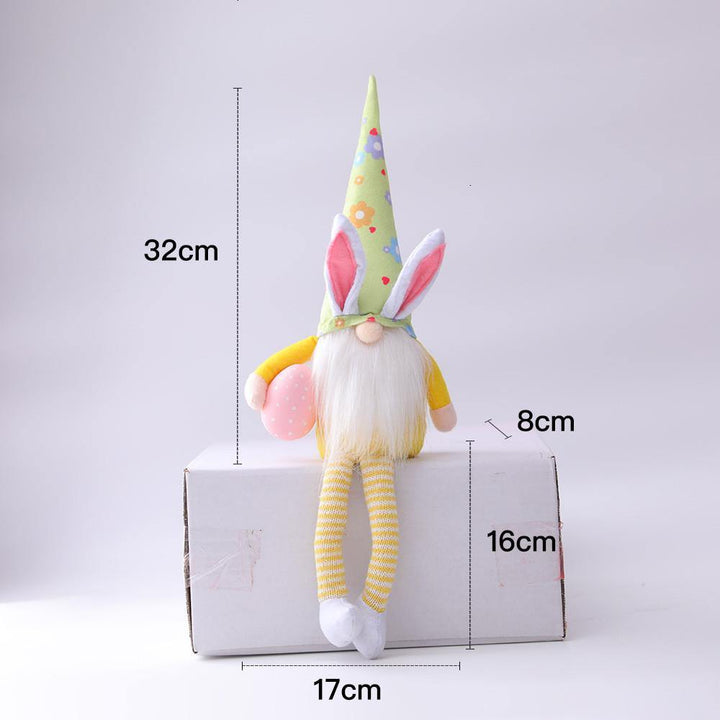 Bunny Elf Hold Egg Plush Cloth Doll Harvest Easter Rabbit Gnome Doll Long Mustache Faceless Slender Legs Bunny Elf - MRSLM