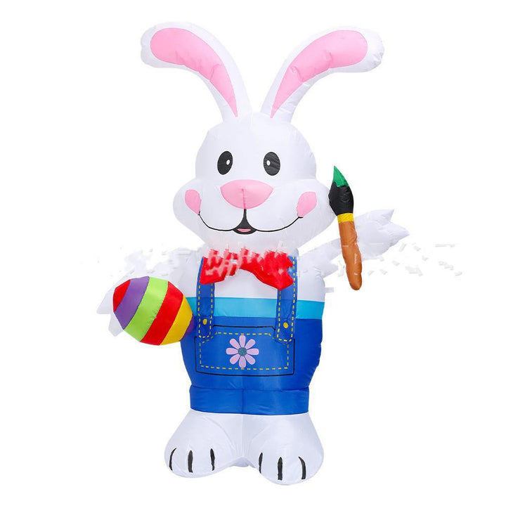 White Rabbit Easter Bunny with LED Lights Inflatable Toys for Outdoor Family Home Party Decoration Office Ornament - MRSLM