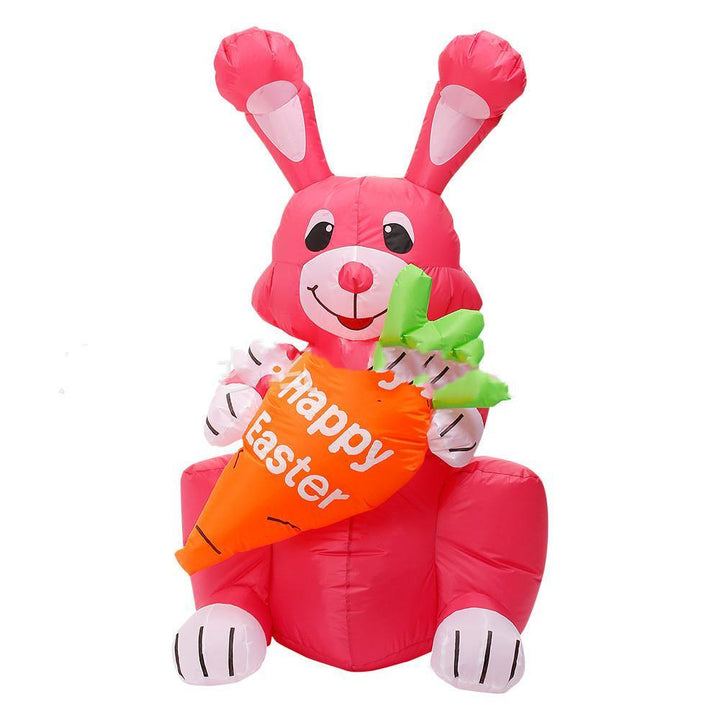 White Rabbit Easter Bunny with LED Lights Inflatable Toys for Outdoor Family Home Party Decoration Office Ornament - MRSLM