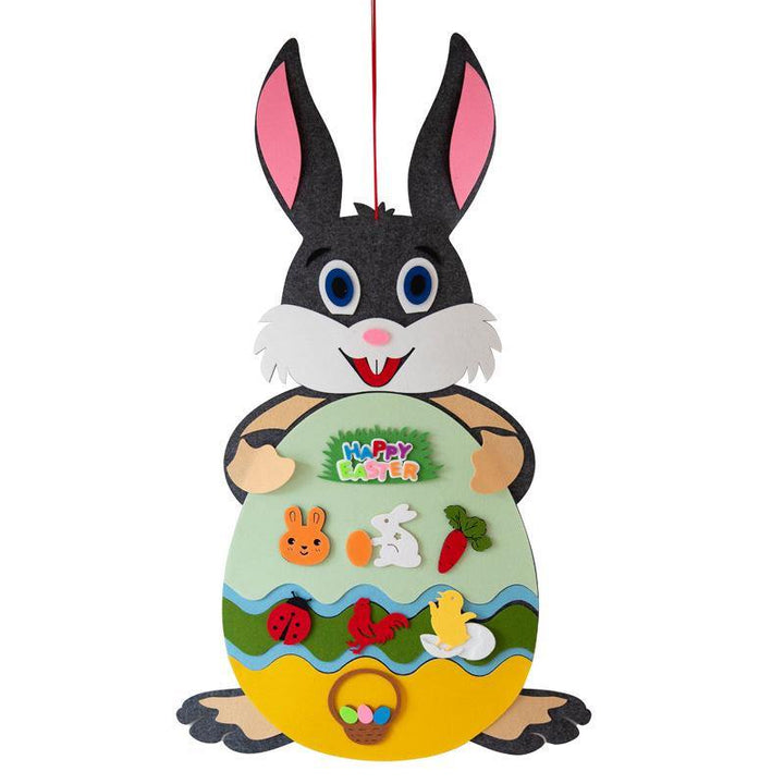 Easter Kids DIY Felt Bunny Pendants Toy with Detachable Alphabet Easter Ornament Kids Easter Gift for Home Door Wall Decoration - MRSLM