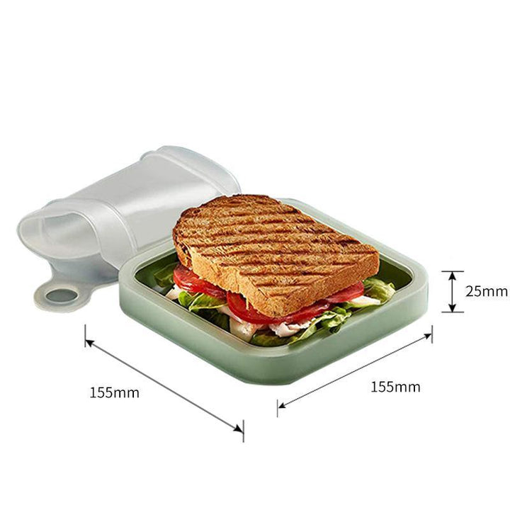 Portable Silicone Sandwich Toast Lunch Box Bento Box Microwave Fridge Food Storage Container Bags (Green) - MRSLM