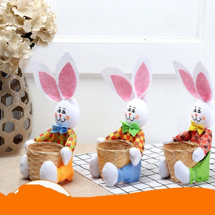 Cute Bunny Basket Easter Eggs Candy Gift Box Storage Rabbit Bag Party Decoration Home Decoration Accessories Easter Decor - MRSLM