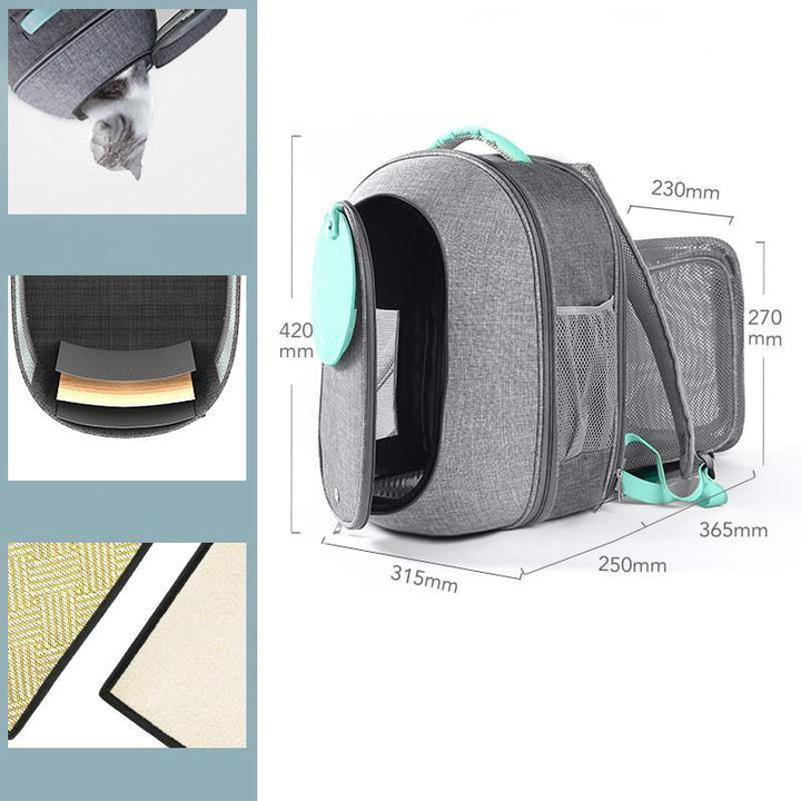 Foldable Transparent Mesh Window Pet Backpack with Inner Safety Leash - MRSLM