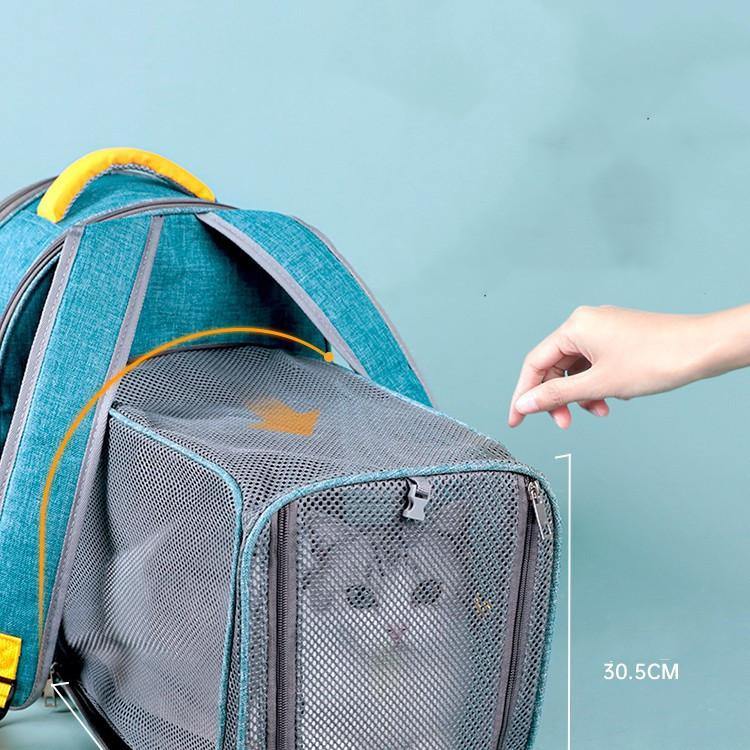 Foldable Transparent Mesh Window Pet Backpack with Inner Safety Leash - MRSLM