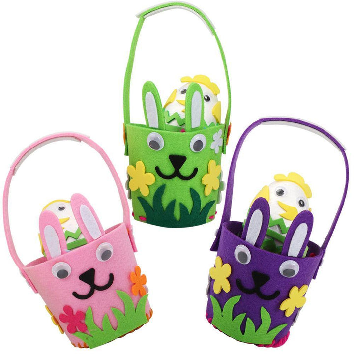 Cartoon Happy Easter Decorations for Home Egg Basket Bunny Bag Cute Candy Pouch Gift Handbag DIY Kids Craft Easter Decor - MRSLM
