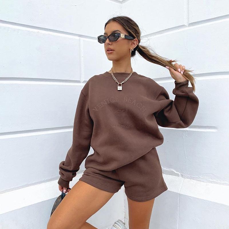 Letter Embroidered Fleece Thick Loose Loose All-Match Casual Sweater - MRSLM