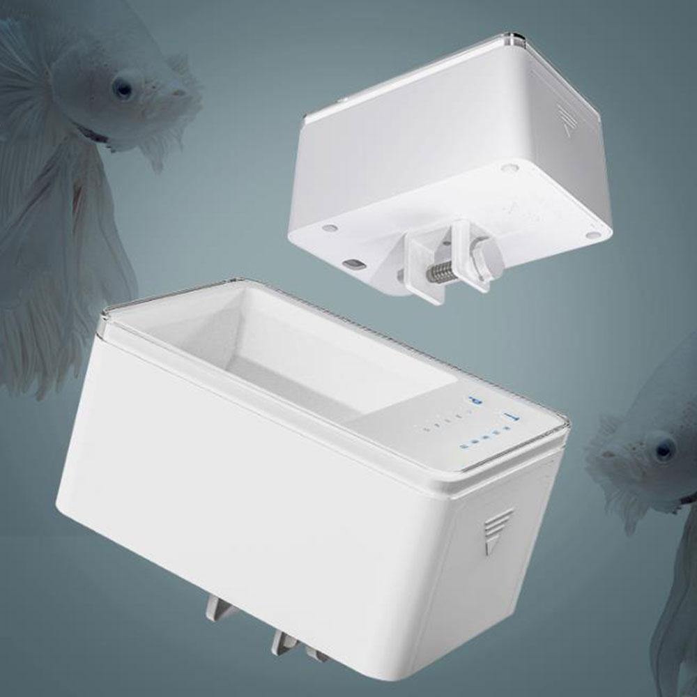 Pet Feeding Fish Food Dispenser Digital Automatic Fish Feeder LED Aquarium Digital Fish Tank (White) - MRSLM