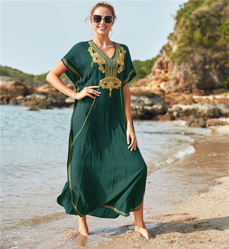 navy blue rayon beach robe, view 4 - MRSLM