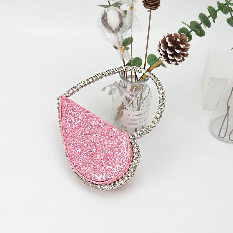 Diamond studded dinner bag with diamond heart-shaped clutch - MRSLM