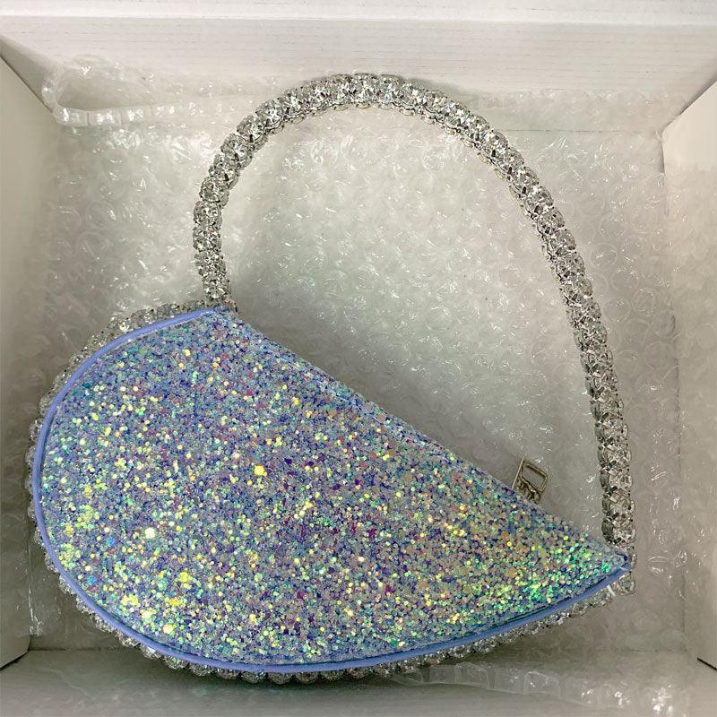 Diamond studded dinner bag with diamond heart-shaped clutch - MRSLM