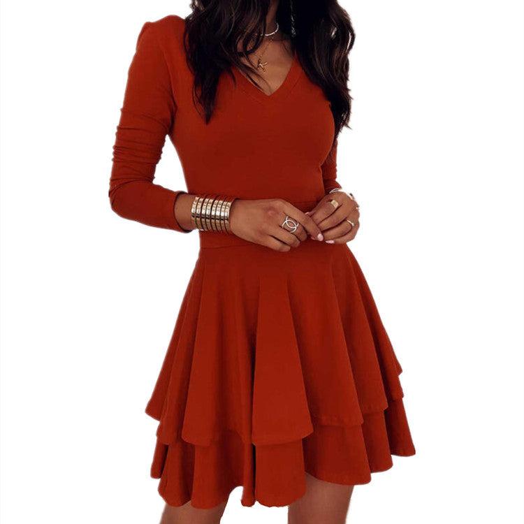 Temperament Was Thin French Solid Color Base Dress - MRSLM
