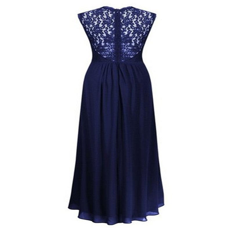 Lace Stitching Sleeveless Solid Color Dress - MRSLM