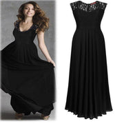 Lace stitching sleeveless chiffon dress - MRSLM