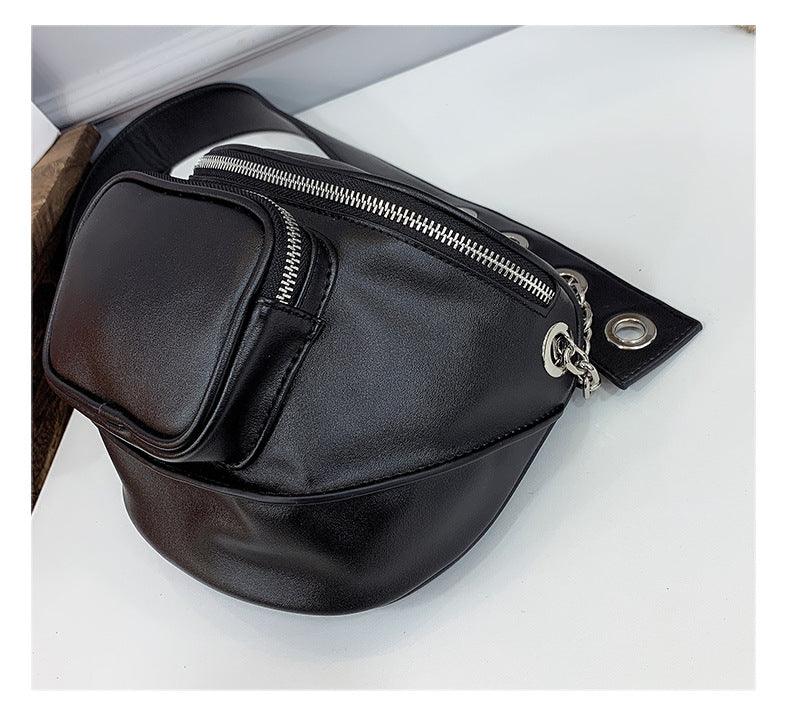 Simple Leather Semicircle Saddle Bag - MRSLM
