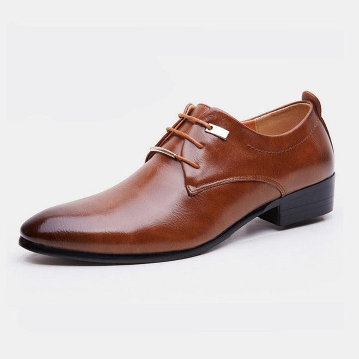 New Style Men's Leather Shoes England Retro Pointed Toe - MRSLM