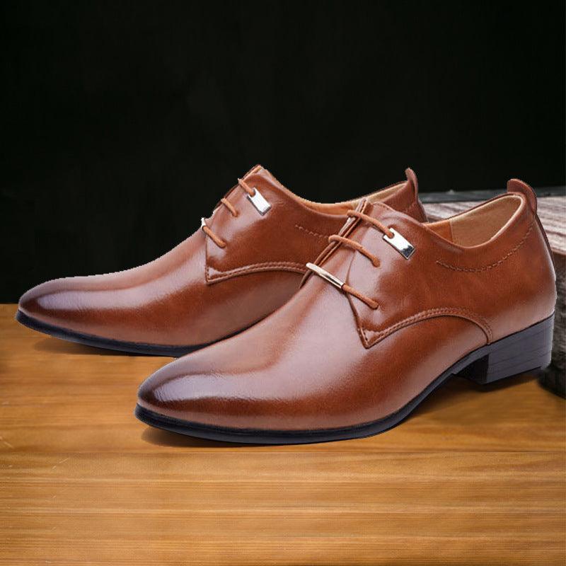 New Style Men's Leather Shoes England Retro Pointed Toe - MRSLM