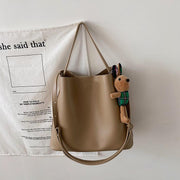 Large one-shoulder PU bucket bag, view 6 - MRSLM
