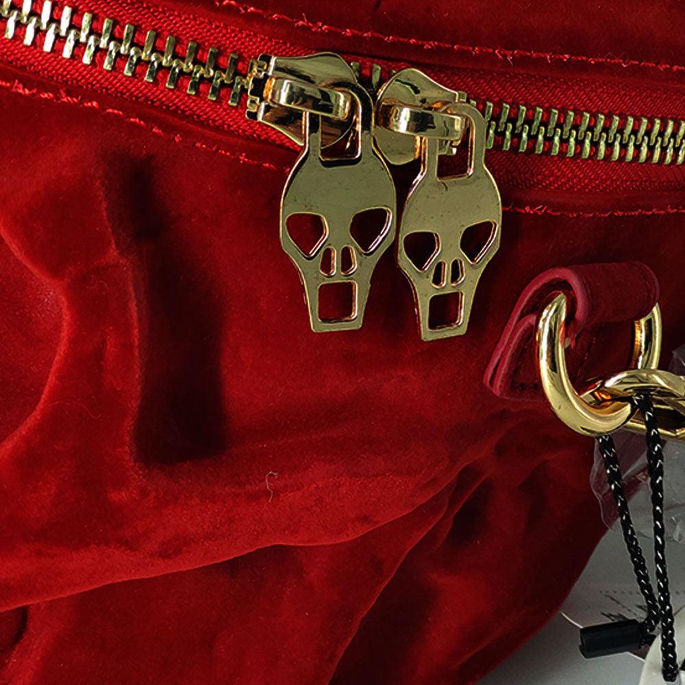 Gothic Velvet Skull Bag 3D Black Zipper Purse Portable Shoulder Tote Goth Hand Bag Skull Bag Motorcycles Bag - MRSLM