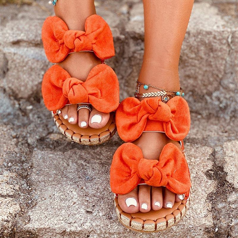 Summer Breathable Round Head Double Bow Slippers - MRSLM