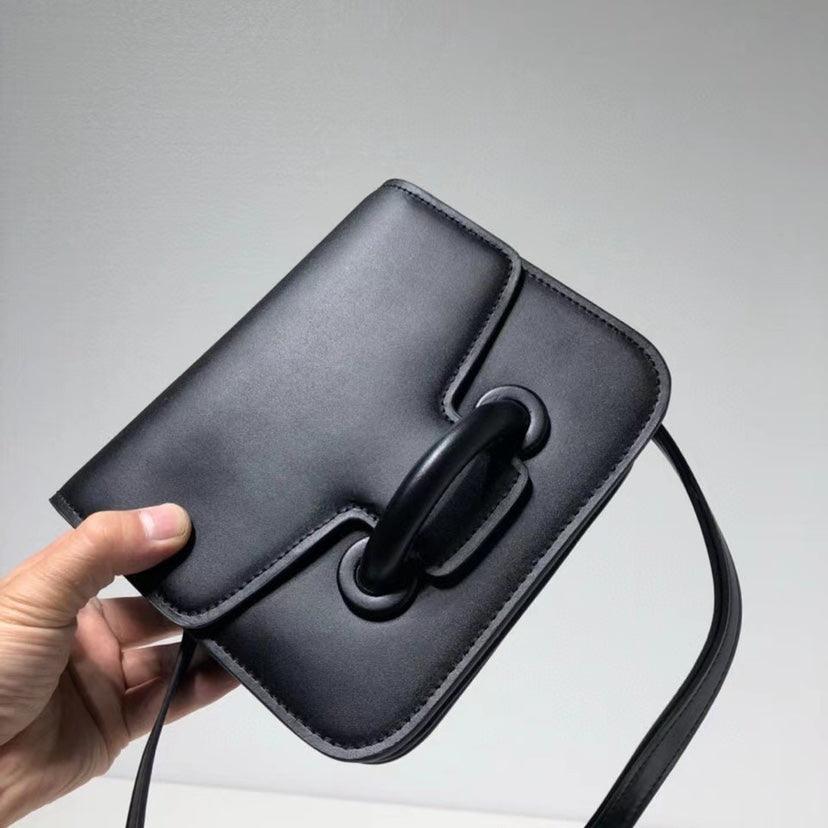 Simple And Versatile Real Cowhide Buckle Small Square Bag - MRSLM