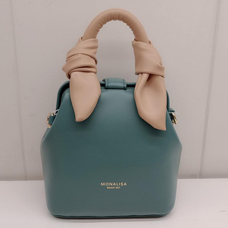 Textured claw horn messenger handbag, view 3 - MRSLM