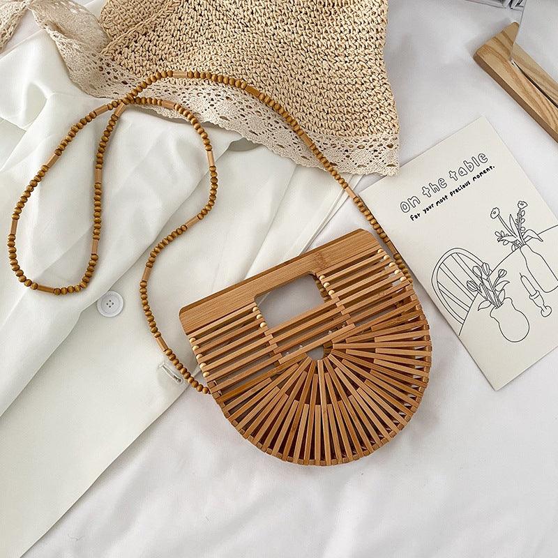 hollow woven bamboo round bag - MRSLM
