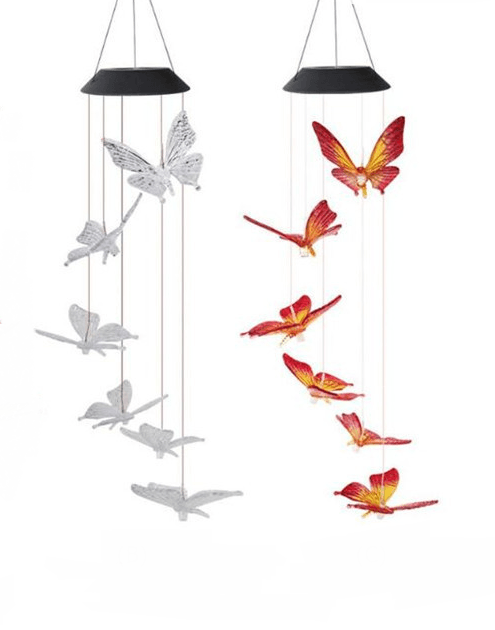 Solar Powered LED Wind Chime Light Hanging Color-Changing Yard Garden Butterfly Lamp Decor - MRSLM