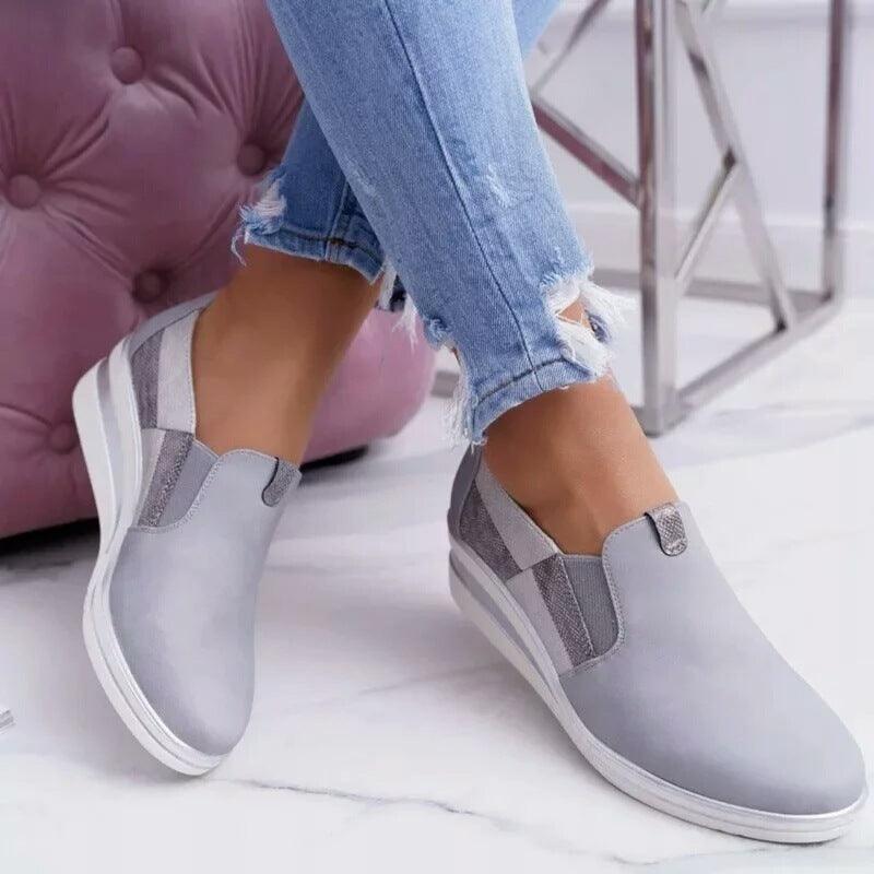 Plus Size 2020 Spring And Summer New Single Shoes Women'S Wedge Heel Color Matching Platform Loafers Sports Women'S Shoes - MRSLM