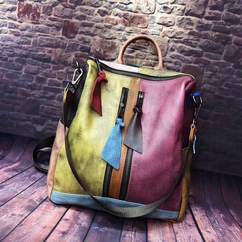women's cowhide leather backpack, view 4 - MRSLM